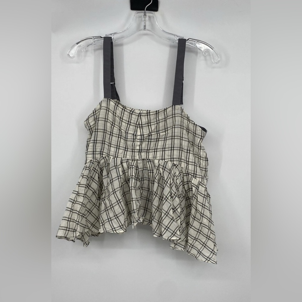 Free People Black and White Plaid Lola Top